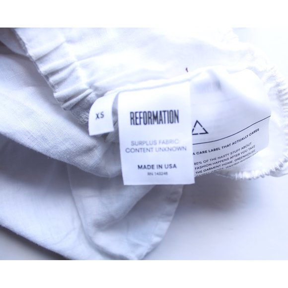 Reformation Dianna Linen Crop Top / Size XS / White Bandeau Flouncy Ruffled - Picture 7 of 7